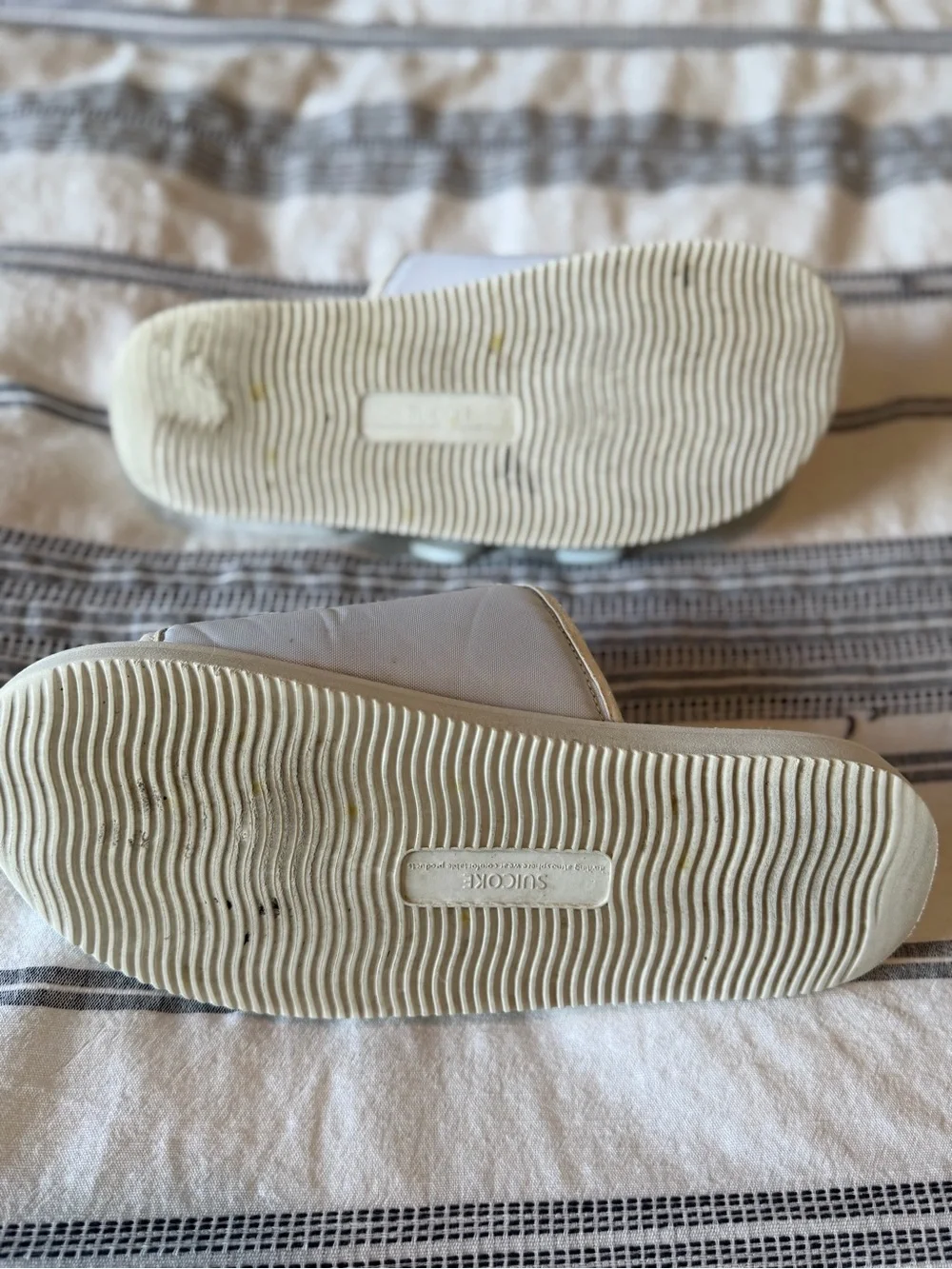 Suicoke Cream/White Slide Sandals Straps